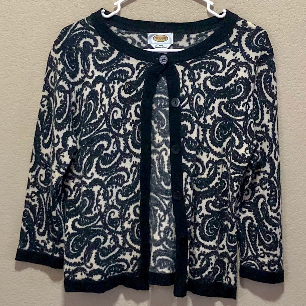 Talbots Black & White Patterned Cardigan